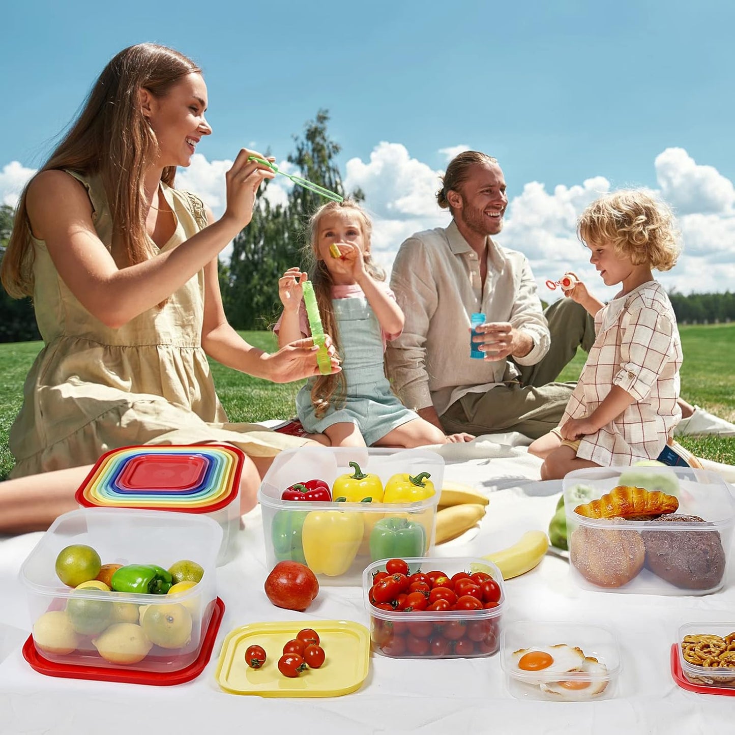 shopwithgreen Plastic Storage Bowls with Lids, Rapid-Access Kitchen Bowls Food Storage, Airtight Nest Stackable Space-Save Design, Dishwasher & Microwave & Freezer Safe, Multi-Color, 8 Pack