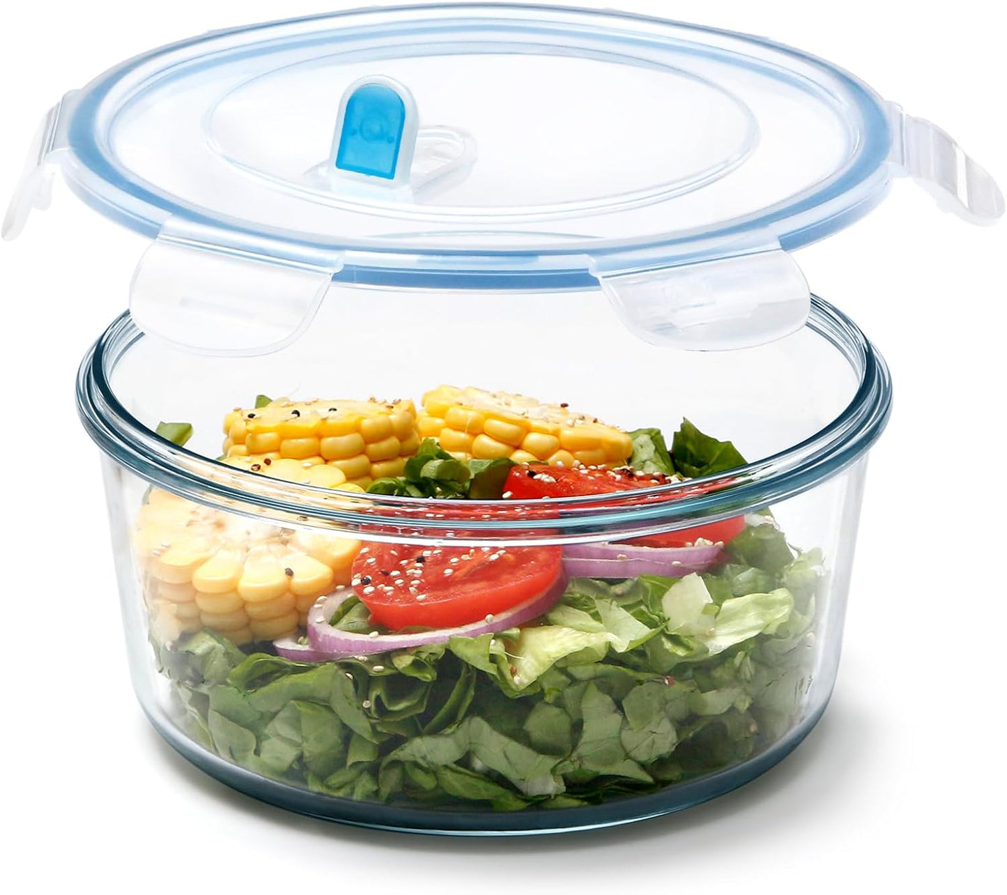 NUTRIUPS 1.6L Glass Food Storage Containers, Round Meal Prep Containers, Glass Bowls With Lid