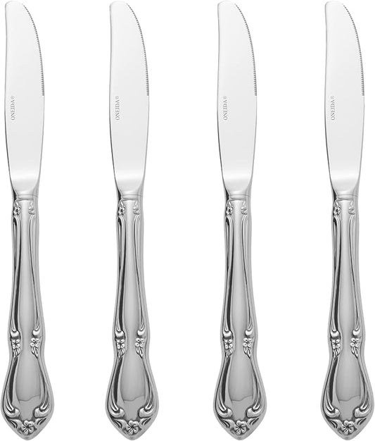 Oneida Chateau Fine Flatware Dinner Knives, Set of 4, 18/10 Stainless Steel