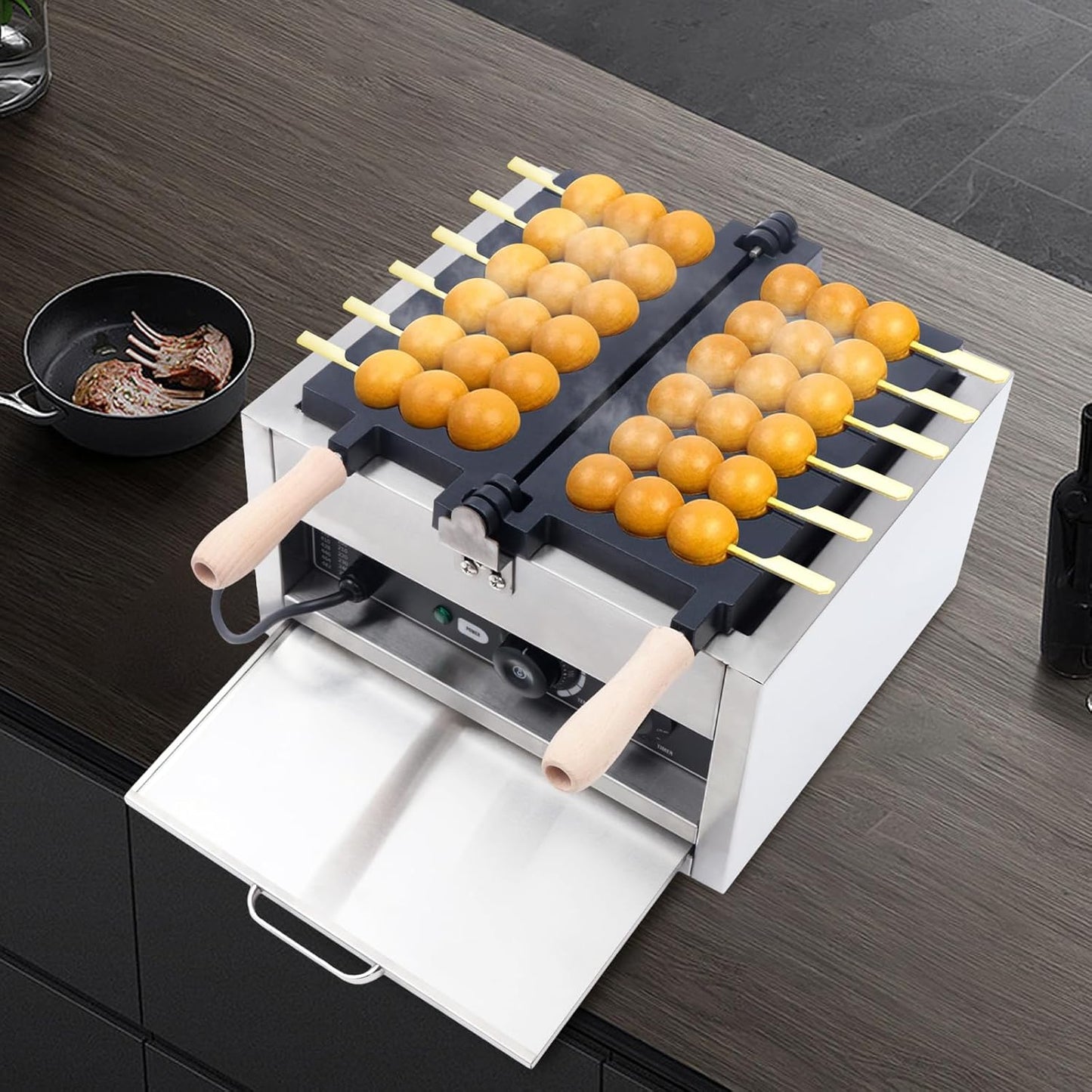 6 Pcs Bubble Waffle Maker,1400 W 110 V Mini Waffle Iron,Commercial Electric Waffle Maker for Home,Commercial,Campers (Bubble Waffle Maker)