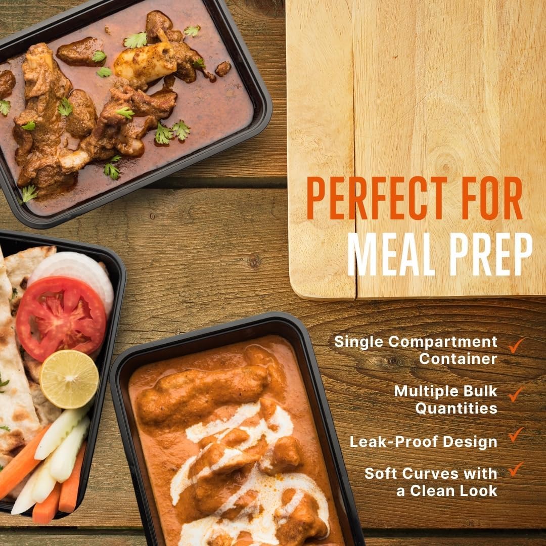 SQUATZ 100 Meal Prep Containers 33oz Reusable with Lid, Sturdy Leakproof & Food Safe, Microwave, Freezer, Dishwasher Safe Food Prep Containers To Go Take Out Plastic Storage BPA-Free Includes Utensils