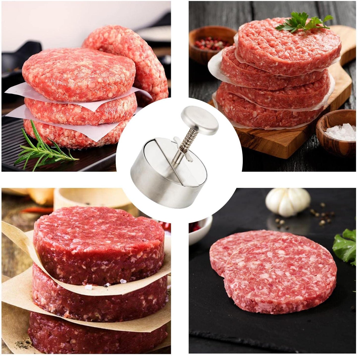 Burger Press Stainless Steel Hamburger Patty Maker Grill Griddle Flat