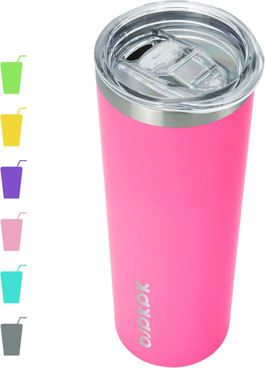 BJPKPK 20 oz Skinny Tumbler with Lid Slim Insulated Travel Coffee Cup Stainless Steel Thermal Mug,Pink
