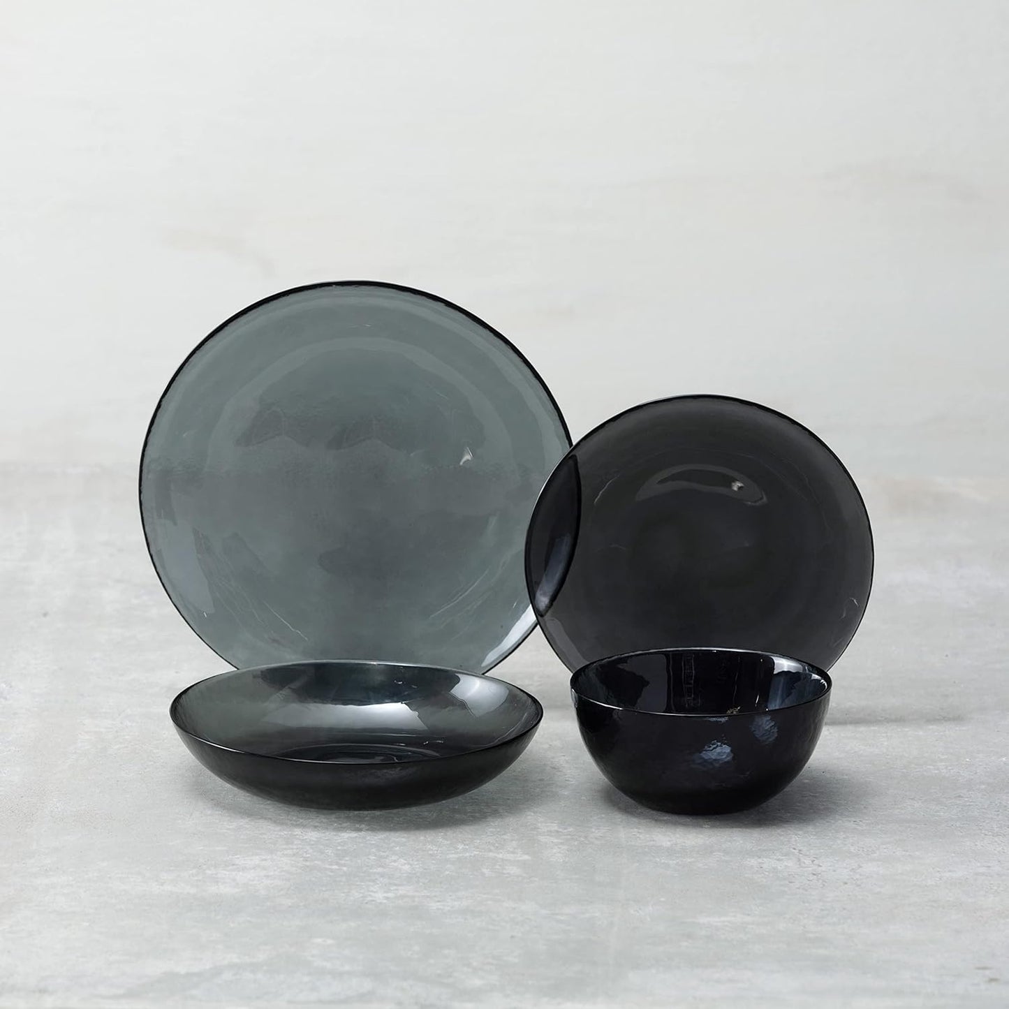 Fortessa Los Cabos Glass Dinnerware Collection, Coupe Entrée Bowl (Set of 4), 8.6 Inch/25oz, Shadow