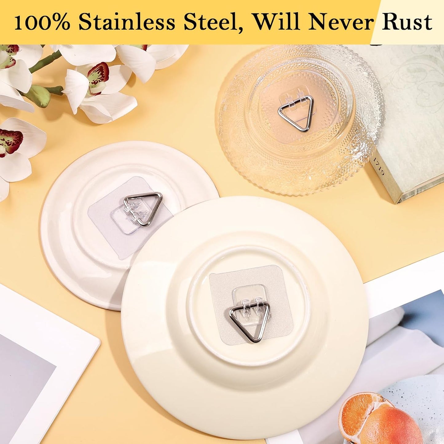 18 Pack Invisible Plate Hangers for The Wall, Vertical Adhesive Wall Plate Hangers for Display, Art, Pictures, Decorative, 2.25 Inch