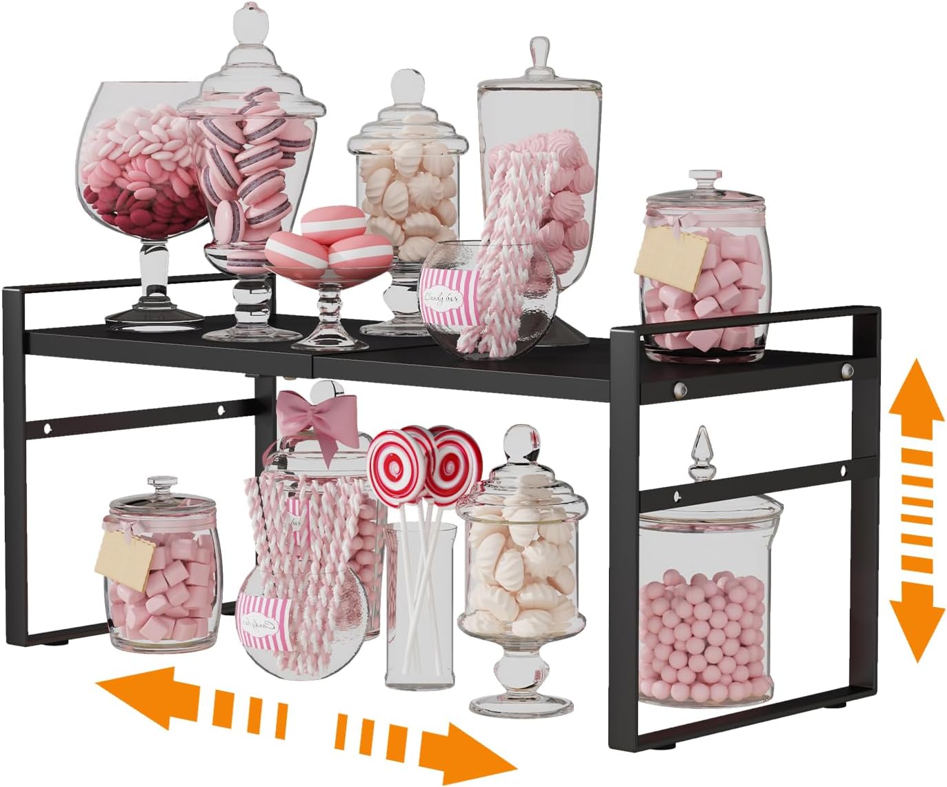 Expandable Cabinet Shelf Organizer Riser for Kitchen Pantry Cupboard Under Sink Countertop Home Storage Organization Rack Space Saver