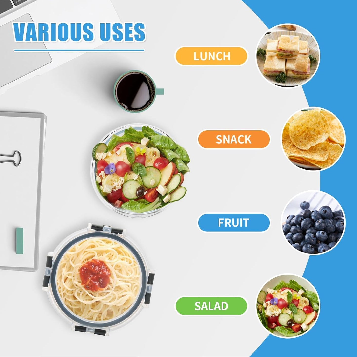 12 Pack Small Glass Food Storage Containers with Lids Airtight, 13oz Leak-Proof Meal Prep Containers Set, Freezer to Microwave Safe, Dishwasher Safe