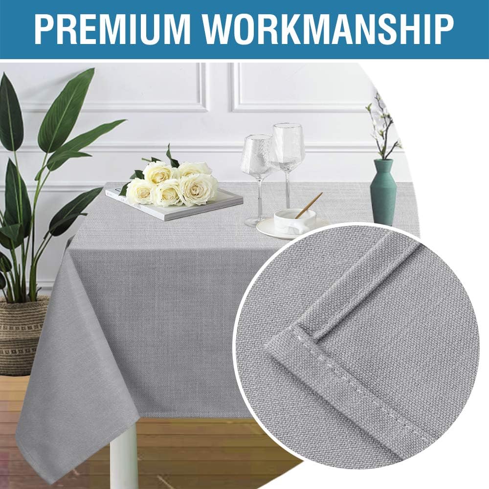 H.VERSAILTEX Linen Textured Table Cloths 54 x 54 Inch Premium Solid Tablecloth Spill-Proof Waterproof Table Cover for Dining Buffet Feature Extra Soft and Thick Fabric Wrinkle Free, Grey
