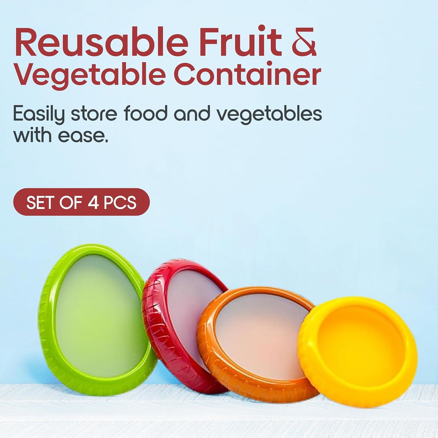Set of 4 Food Popz Storage Containers | Fruit and Vegetable Anti-Oxidation Storage Box for Avocado, Onion, Lemon & Tomato | Fresh Pod Reusable Fruit Antioxidant Storage for Fridge | BPA-Free Box