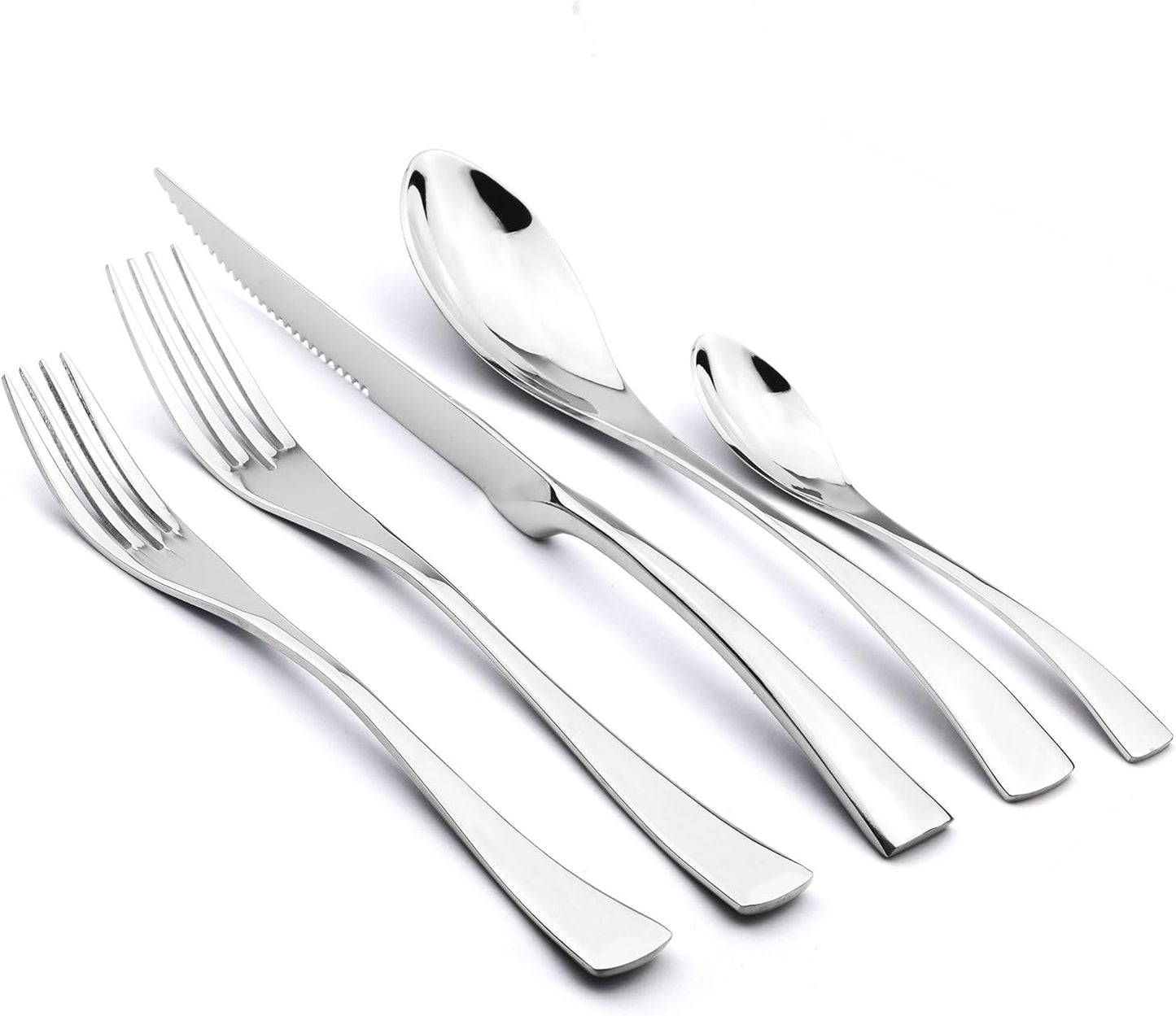 5-Piece 18/10 Stainless Steel Serrated Steak Knife Flatware Set, Service for 1