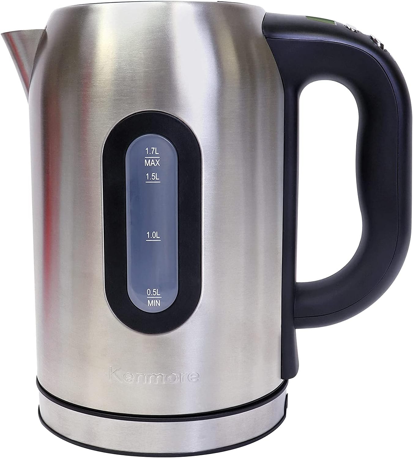 Kenmore Digital Cordless Kettle, 1.7 L / 1.8 Quarts Capacity, Stainless Steel Electric Kettle with Digital Temperature Control, Concealed Heating Element, and Keep Warm Mode