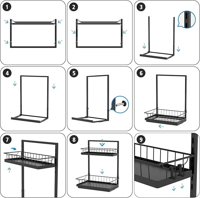 WOWBOX Under Sink Organizer 2 Pack, 2-Tier Cabinet Organizer for Kitchen, Bathroom, Slide Out Drawer Under Sink Organizers and Storage, Metal Organizing Rack for Pantry, Cabinet, Closet