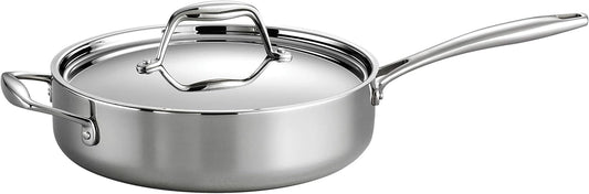 Tramontina Signature Tri-Ply Clad Stainless Steel 3-Quart Saute Pan with Lid, Induction-Ready Cooking Pan, Dishwasher-Safe, NSF-Certified, Made in Brazil