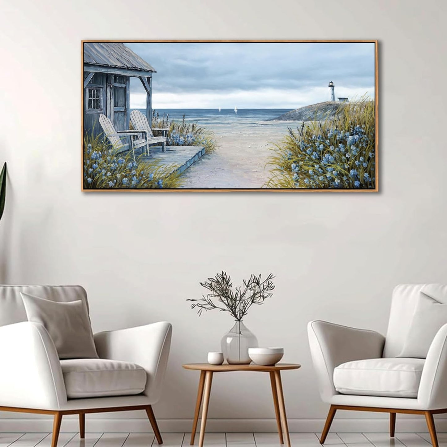 Coastal Wall Art for Living Room - Framed Vintage Wall Decor for Bedroom - Beach Canvas Artwork - Large Ocean Wall Art Beach Pictures - Ideal for Bedroom Decor Above Bed 20×40IN