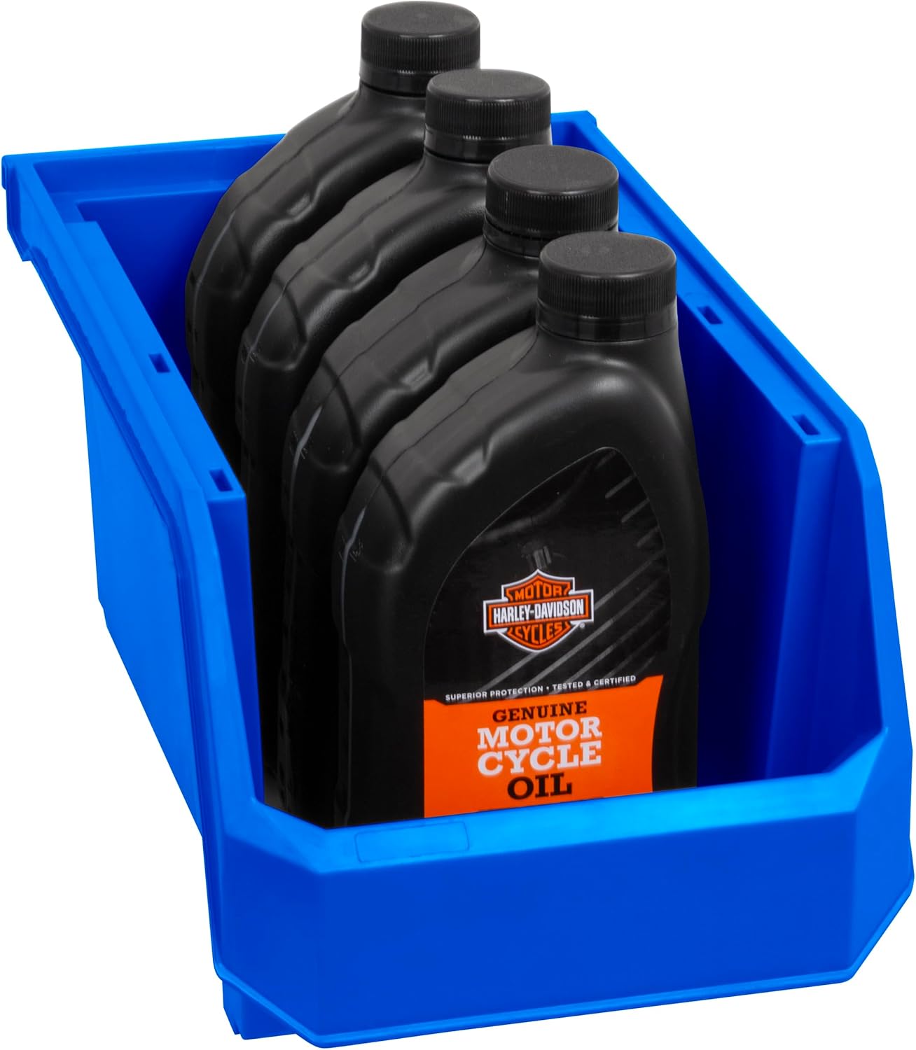 ReadySpace Plastic Containers for Organizing and Storage Bins for Closet, Kitchen, Office, Garage or Pantry Organization, Stackable Bins, Large (14.8" x 8" x 7"), 6-Pack, Blue