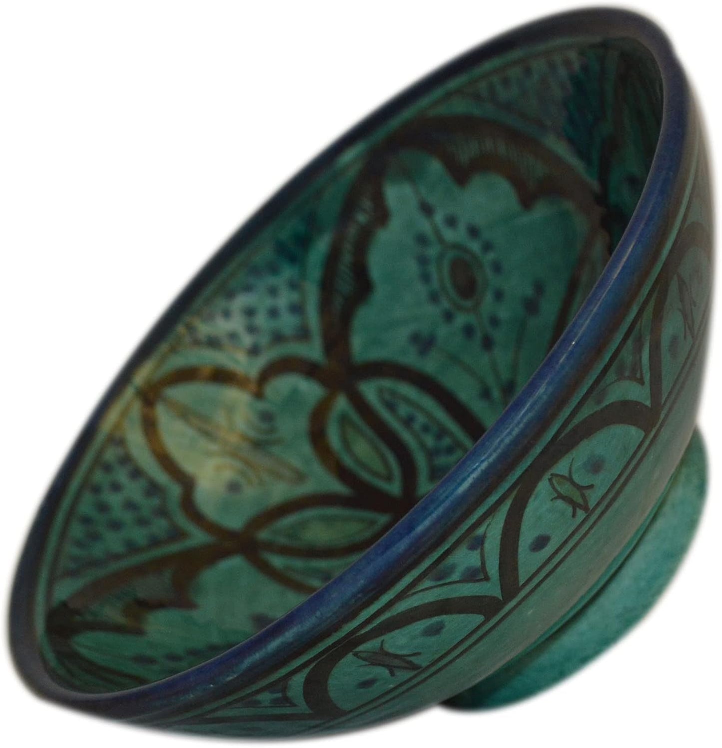 Ceramic Bowls Moroccan Handmade Serving Bowl Aqua 8 inches in Diameter