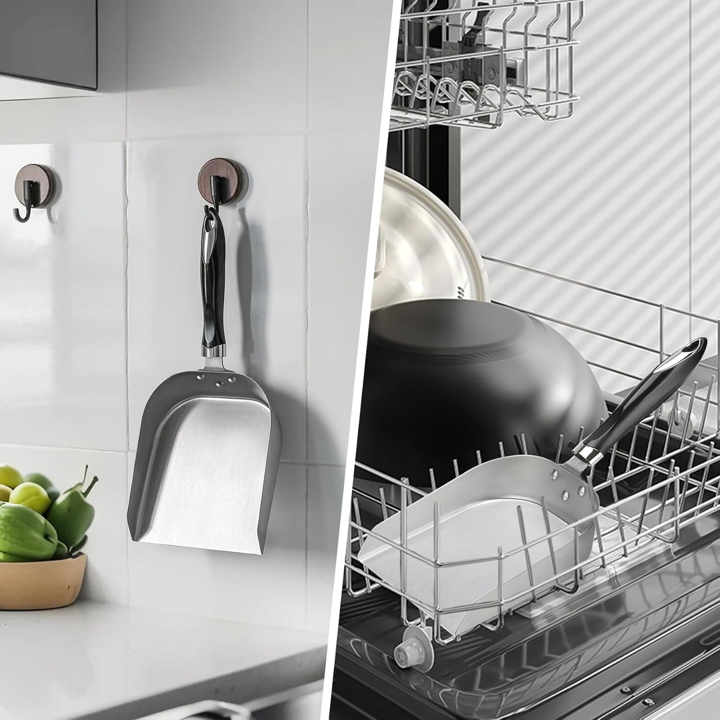 onlyfire Stainless Steel Grill Scoop Griddle Spatula for Flat Top, Large Food Mover Smash Burger Shovel Grilling Accessories for Stiring Fry, Cooking and Moving Food, 7“