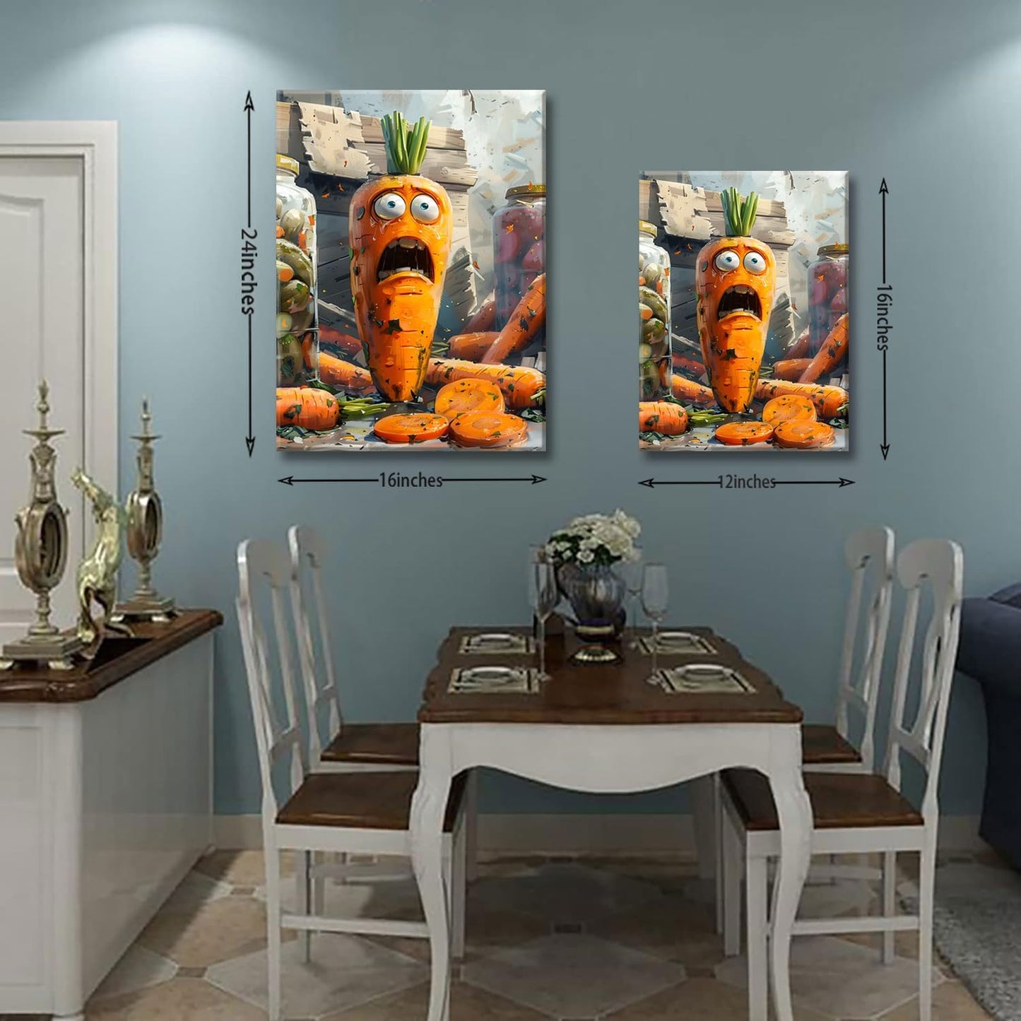 OIQArtOIQ Funny Kitchen Wall Art, Weird Kitchen Wall Decor, Vegetable Paintings Cool Postsers, Food Art, Eclectic Decor Dining Room, Chef Canvas Wall Art Print Artwork, Pickle Pictures