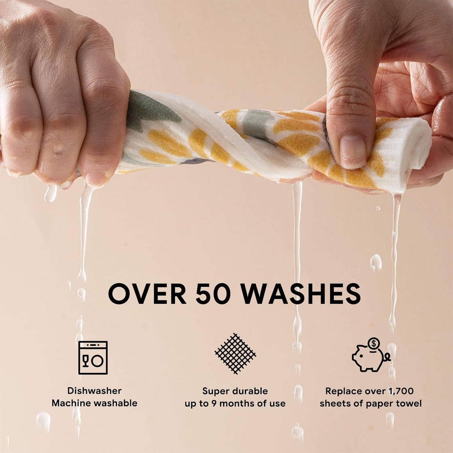 RECYCO Swedish Dishcloths for Kitchen | 6 Pack Autumn Leaf Washable Dish Rags | Cellulose Reusable Cleaning Paper Towels | Absorbent Counter Dish Cloth Sponge Kitchen Wipes, 8" L x 7" W