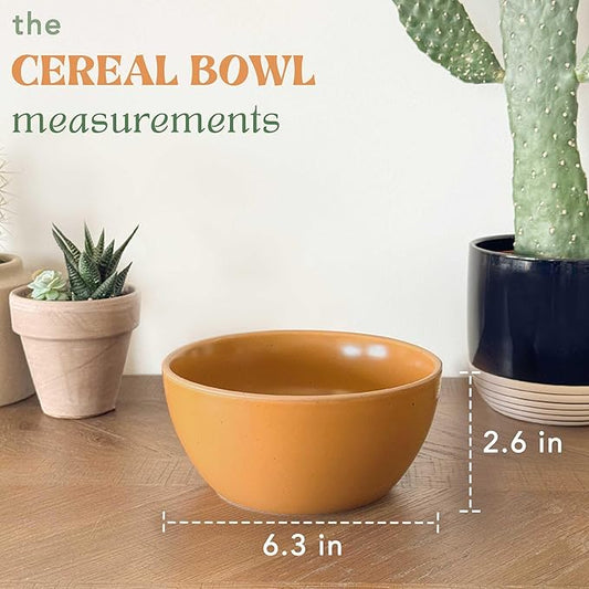 Mora Ceramic Artisan Matte Bowls For Kitchen 28oz - Bowl Set of 4 For Cereal, Salad, Pasta, Soup, Dessert etc - Dishwasher, Microwave, and Oven Safe - For Breakfast, Lunch and Dinner - Marina Colors