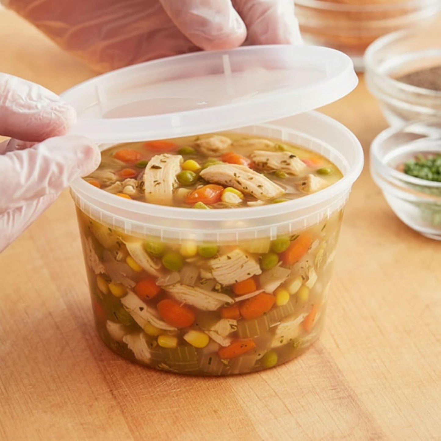 Perfect Settings 16 oz Deli Containers with Lids [40 Sets] Leakproof, Microwavable, Freezer, Dishwasher Safe, Pint Size Plastic Food Storage Container