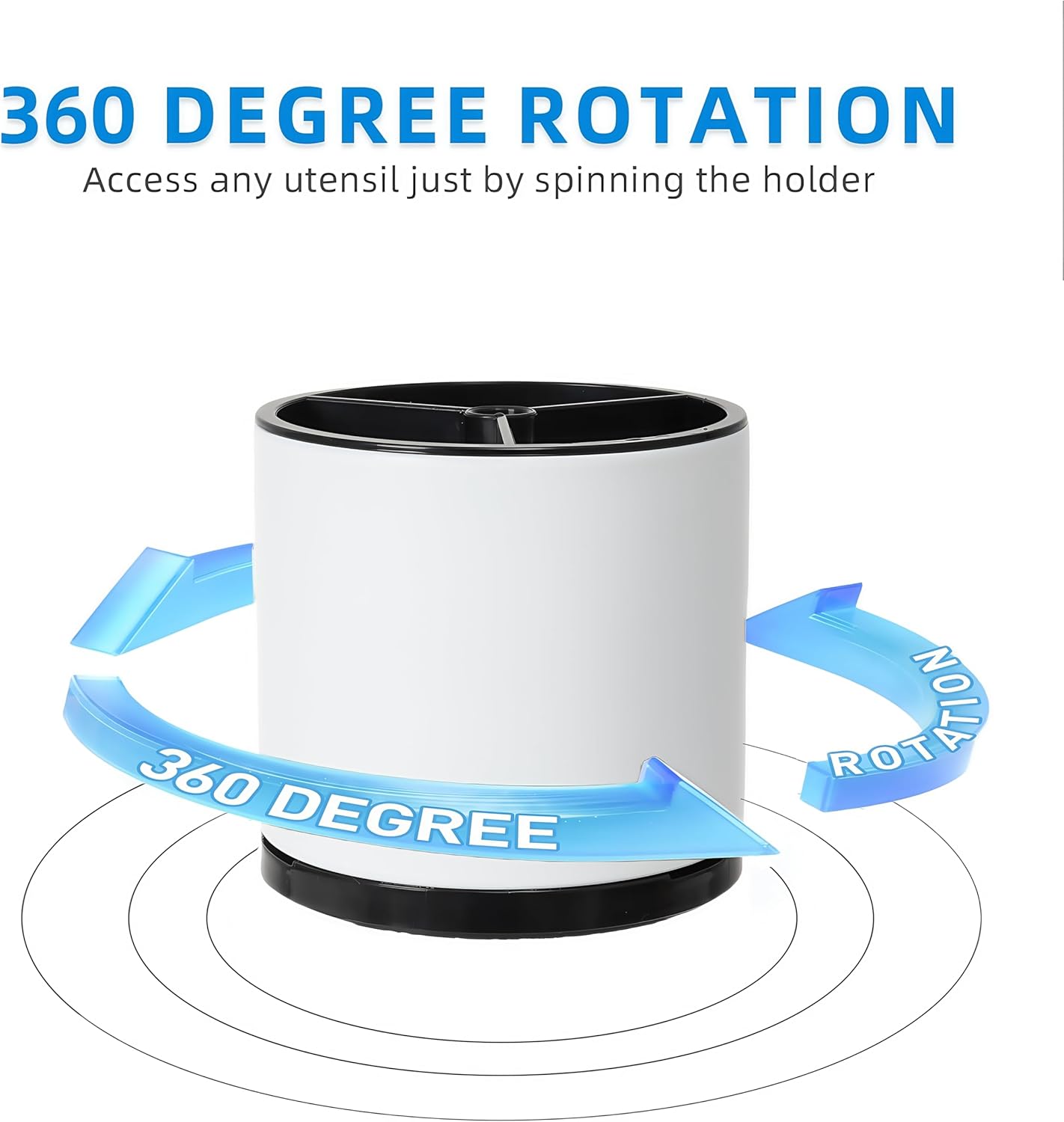 Utensil Holder,360°Rotating Kitchen Utensil Holder For Counter,Cooking Silverware Organizer Stainless Steel Caddy Flatware Spoon Spatula Tool Cutlery Container