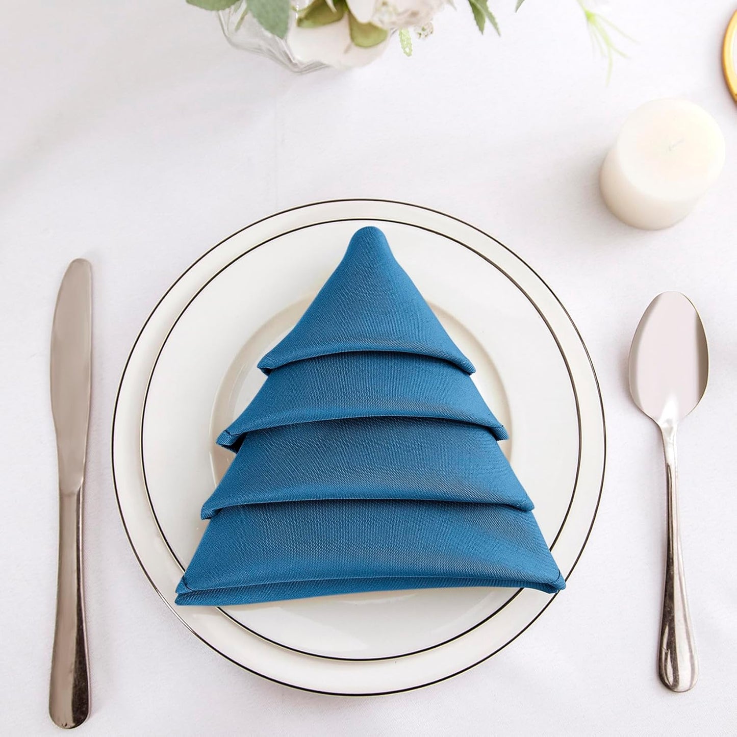 Bailarina Cloth Napkins Set of 120,17x17 inches Dinner Napkins Cloth Washable,Polyester Square Table Cloth Napkin Bulk with Hemmed Edges Ideal for Banquets, Parties and Weddings-Mediterranean Blue