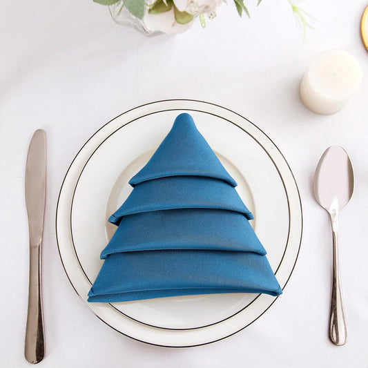 Bailarina Cloth Napkins Set of 40,17x17 inches Dinner Napkins Cloth Washable,Polyester Square Table Cloth Napkin Bulk with Hemmed Edges Ideal for Banquets, Parties and Weddings-Mediterranean Blue