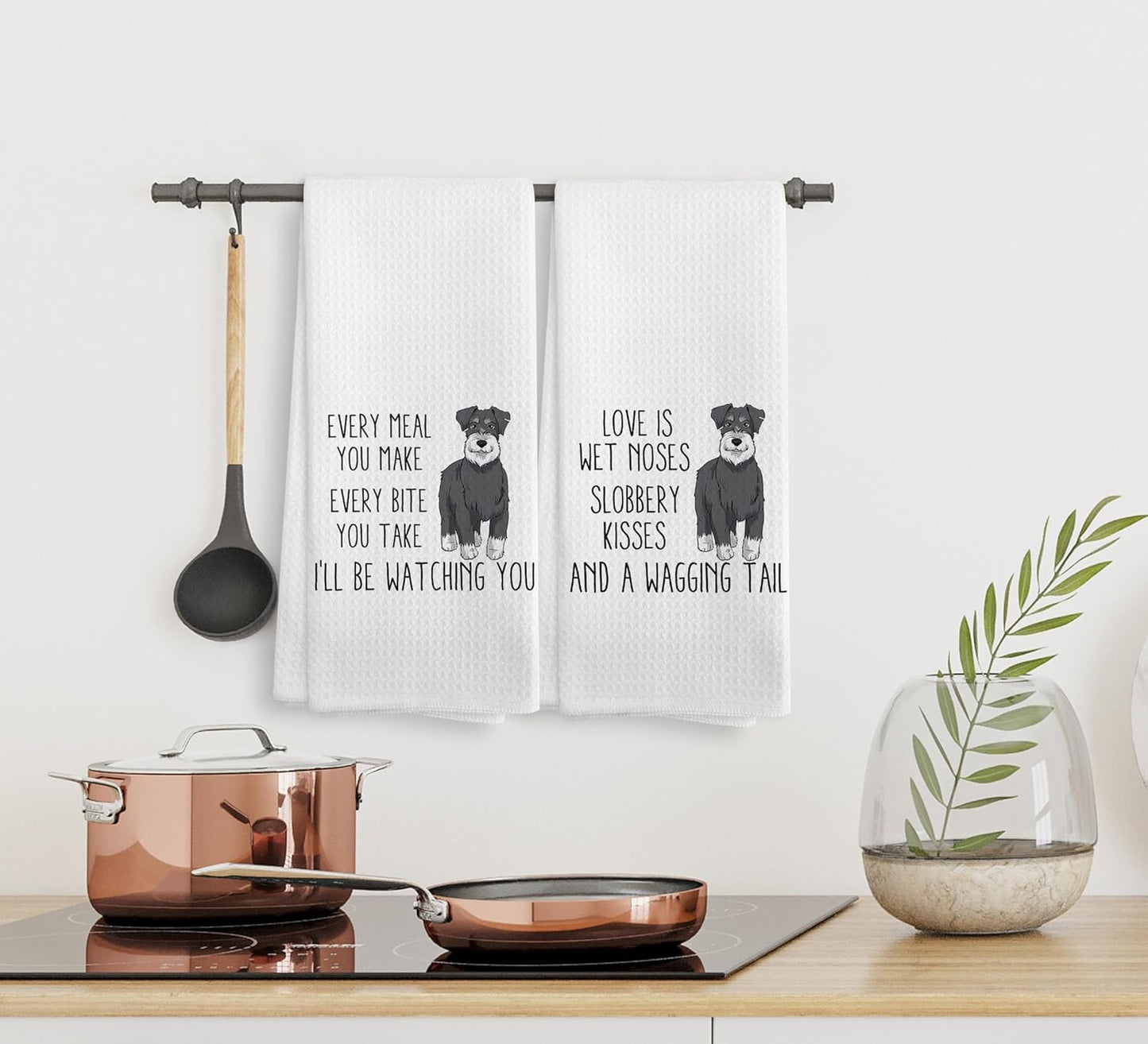 Schnauzer Towel - 2 Piece Kitchen Towel Set for Schnauzer Fans - 1624 Inches