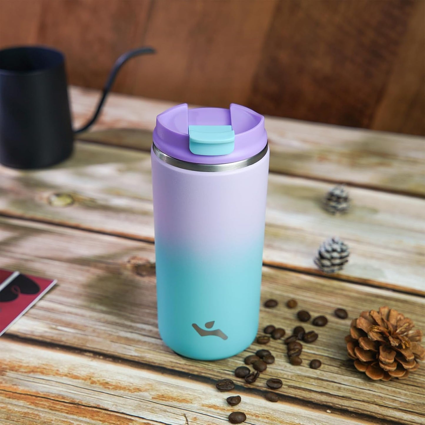 Tumbler with Lid, 16 oz Travel Coffee Mug Double Wall Vacuum Stainless Steel Thermal Metal Cup Insulated Water Bottle,Lavender Green