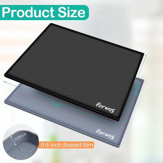 Waterproof Under Sink Mat 31" x 22", Silicone Cabinet Liner, Rubber Protector for Kitchen and Bathroom, Keeps Cabinets Clean, Dry, and Organized (Black)