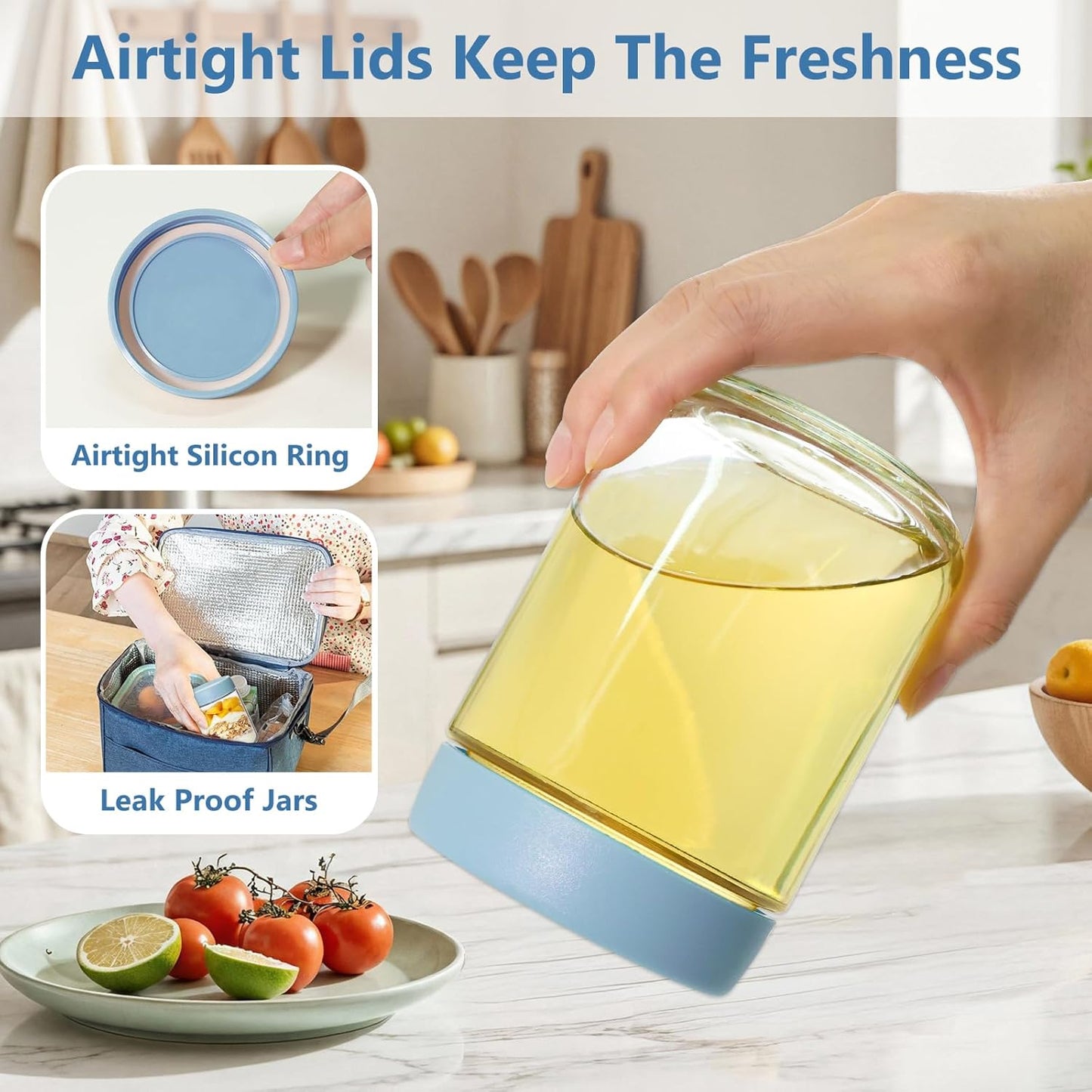 KEYWING 8-Pack 16oz Glass Overnight Oats Containers – Wide Mouth Mason Jars with Airtight Lids, Ideal for Chia Pudding, Oatmeal, Yogurt, Snacks & Meal Prep