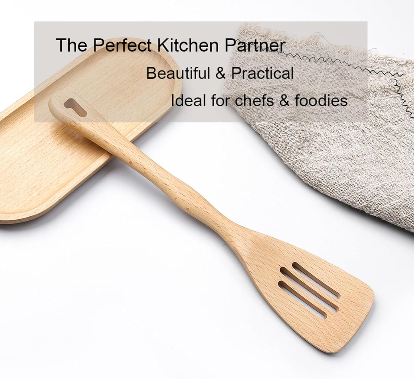 Wooden Spoon for Cooking 11.8 Inch Kitchen Slotted Spatula for Stirring Mixing Serving