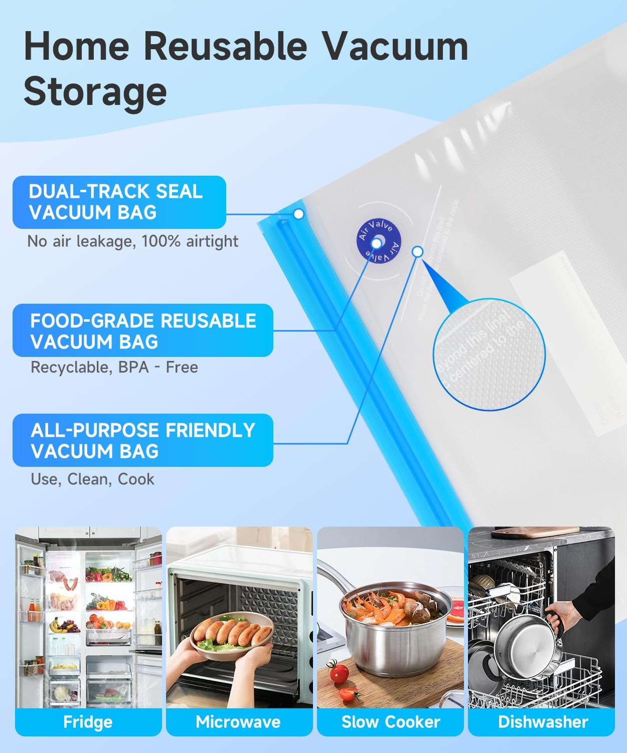 Handheld Vacuum Sealer for Food, Compact Vacuum Sealer Machine with 30pcs Reusable Vacuum Bags, Portable Cordless Save Food Kit with 10S+10M+10L, Food Storage for Freezer, Black