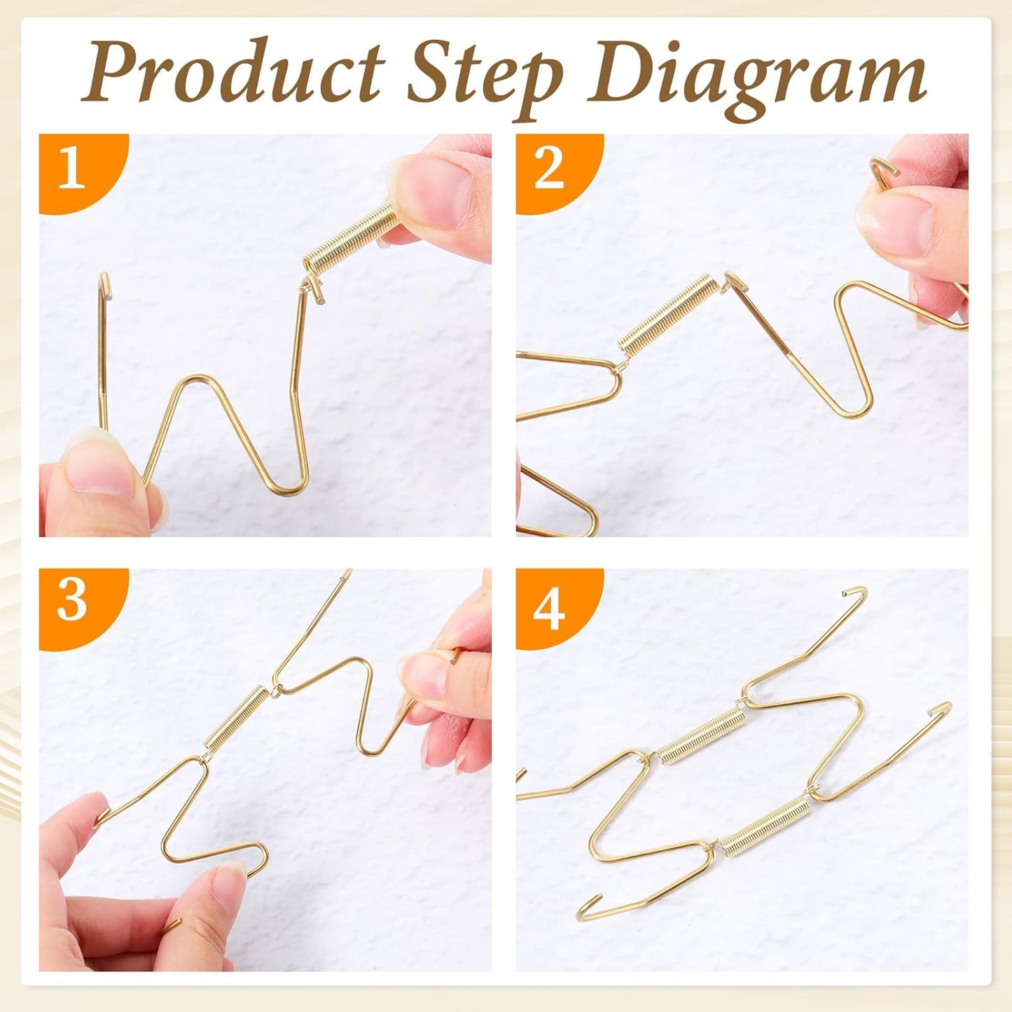 24 Pieces Invisible Wall Plate Hangers 4/6/8/10 Inches Invisible Decorative Wire Plate Holders, Stainless Steel Plates Wall Hanger, Dish Display Holder, with 24 Pieces Hangers Hook and Nails, Gold