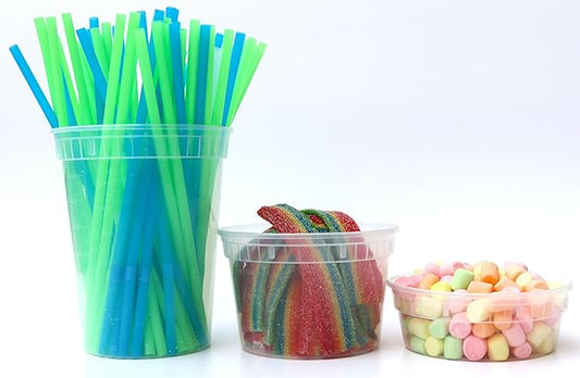 Zekii 24 sets Mix Size Deli Containers with Lids, 8x 8oz, 8x 16oz, 8x 32oz, Soup Containers w/Lids Airtight, Disposable, BPA Free, Takeout soup Cups, Meal Prep, Food Storage w/Measurements