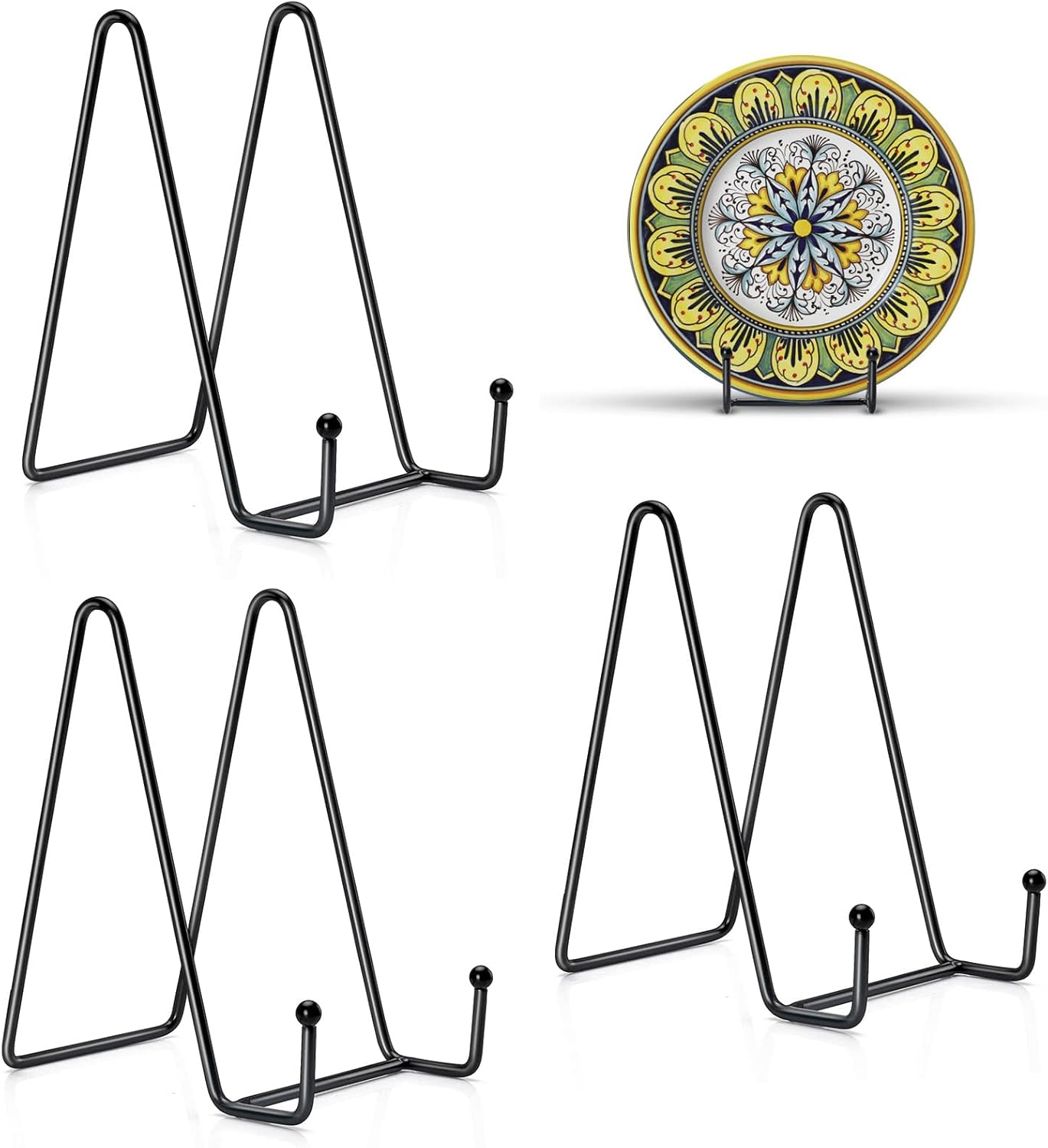 Kruodop 3 Pack 10 Inch Plate Stands for Display, Plate Holder Display Stand, Picture Frame Stand Black Metal Frame Holder Stands for Book,Small Easel,Decorative Plate,Photo and Platter,Tabletop Art