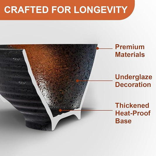 8-Inch Ceramic Ramen Bowl Set of 2 (9 Piece) - Porcelain Japanese Salad Noodles Cereal Fruit Pasta Soup Large Bowls with Recipes Chopsticks Forks Spoons for Men Women Gift Microwave & Dishwasher Safe