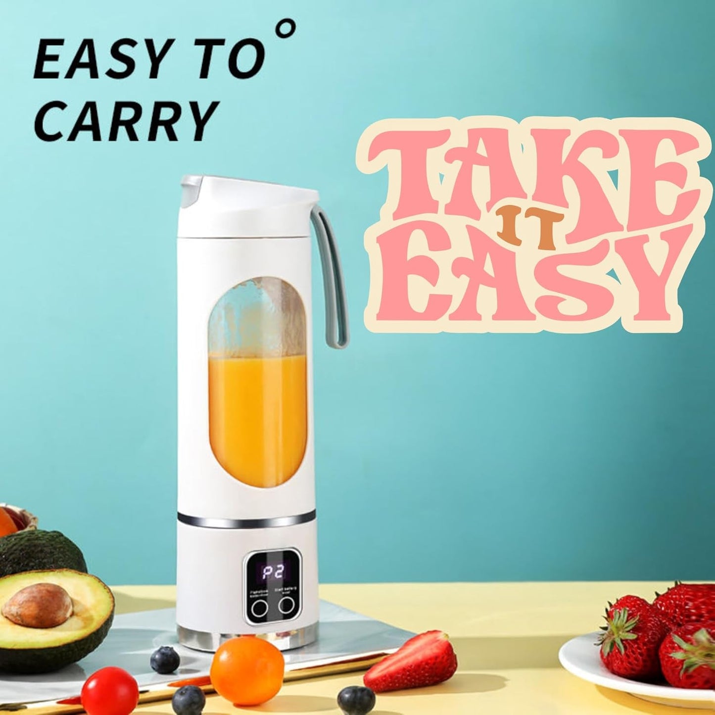 Portable Blender for Shakes & Smoothies, USB Rechargeable Personal Blender 450ml with 12 Blades, Mini Electric Juicer Cup for Travel, Smoothie Maker Bottle – Premium White