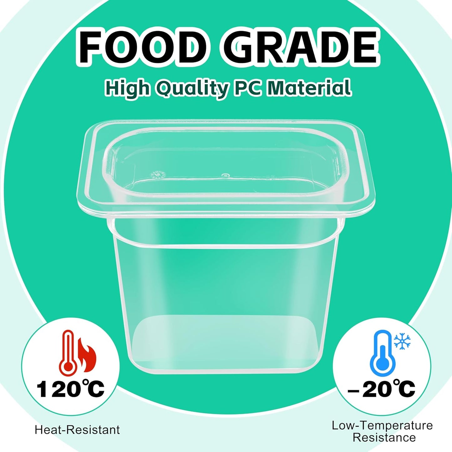 12 Pack Plastic Clear Food Pans with Lids, 1/9 Size 6'' Deep Commercial Stackable Polycarbonate Pans Hotel Food Storage Pan with 1 Pcs Spoon for Fruits Vegetables