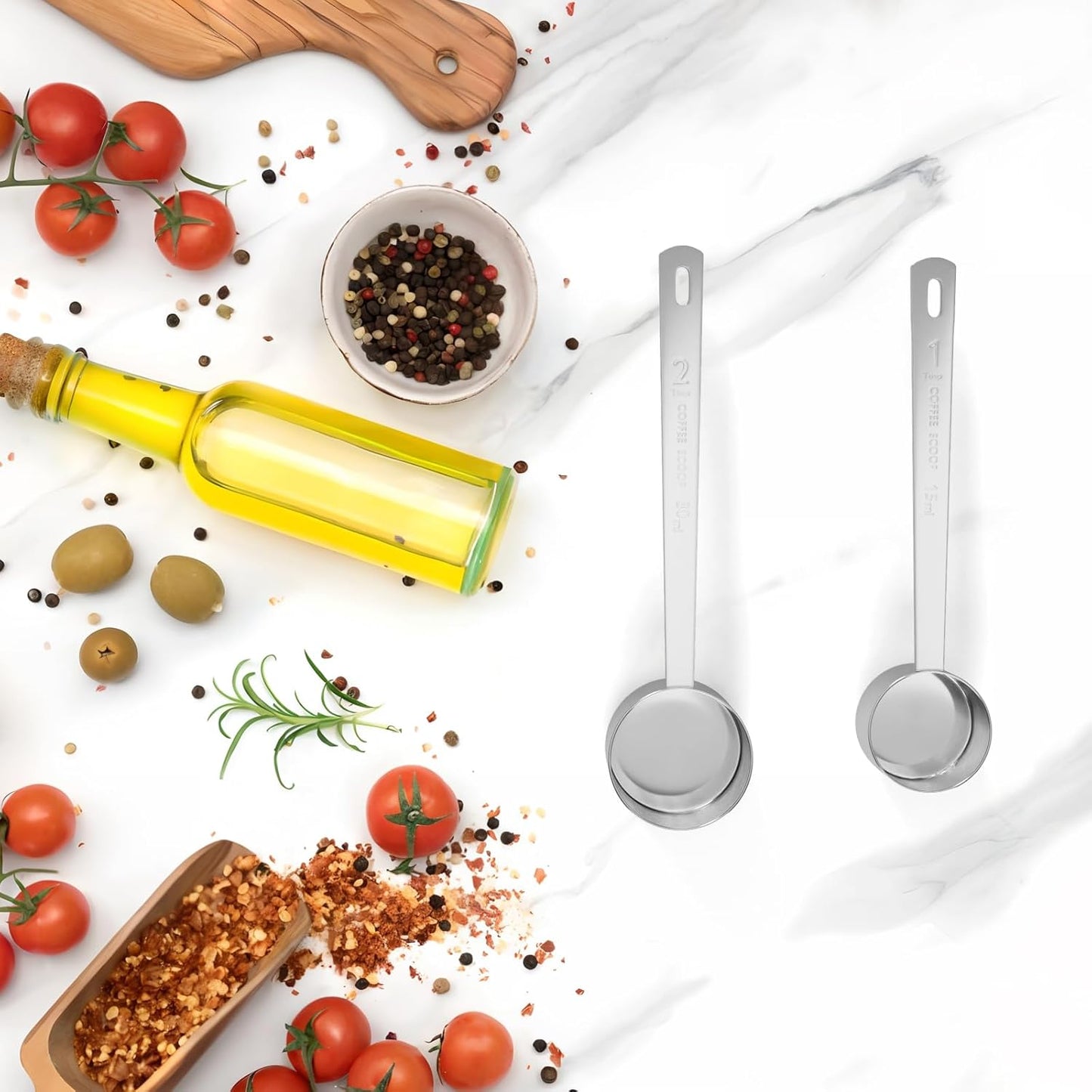 2PCS 2 Tablespoon Coffee Scoop, Long Handle Measuring Spoon, Two tbsp (30ml, 1/8cup) Stainless Steel Scooper