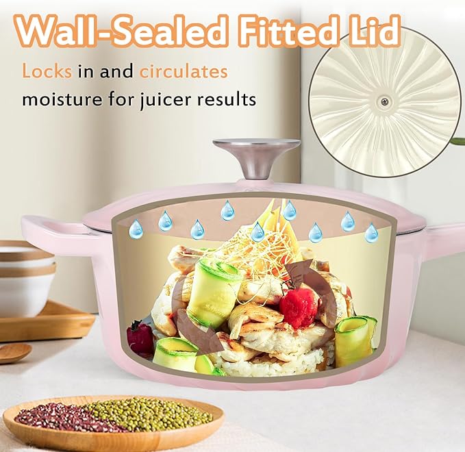 Enameled Cast Iron Sauce Pan, 2 Quart Enameled Saucepan with Lid, Mini Dutch Oven Enamel Saucepan for Cooking Pasta Sauce, Gravy, Puddings, Marinate, Boiling (Gradient Pink)