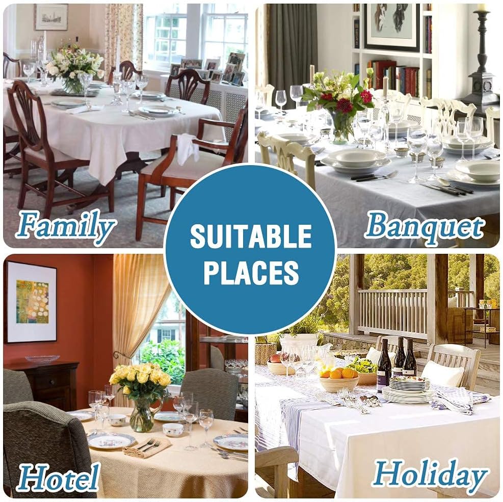 H.VERSAILTEX Linen Textured Table Cloths Round 70 Inch Premium Solid Tablecloth Spill-Proof Waterproof Table Cover for Dining Buffet Feature Extra Soft and Thick Fabric Wrinkle Free, Aqua