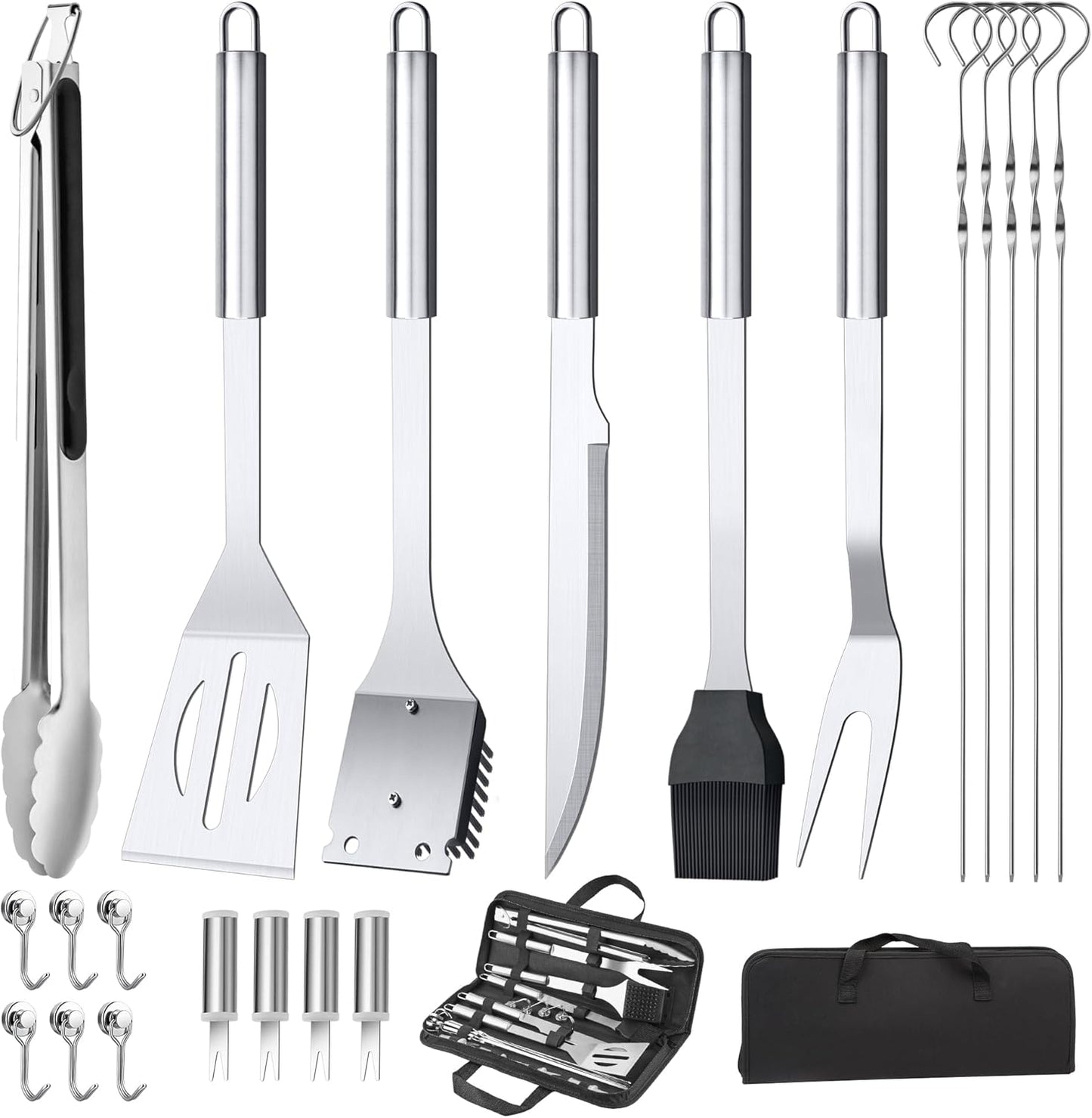 22PCS BBQ Grill Set, BBQ Grill Tools Set for Outdoor Grill with Hooks & Carry Handbag, BBQ Tools Grilling Accessories Kit for Camping/Backyard, Grilling Gifts for Men Dad