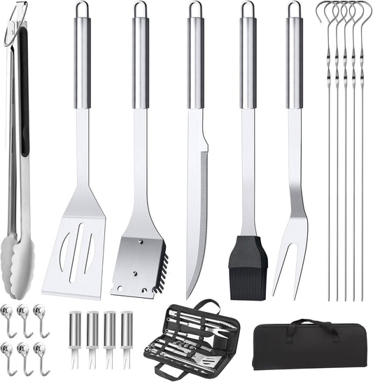 22PCS BBQ Grill Set, BBQ Grill Tools Set for Outdoor Grill with Hooks & Carry Handbag, BBQ Tools Grilling Accessories Kit for Camping/Backyard, Grilling Gifts for Men Dad