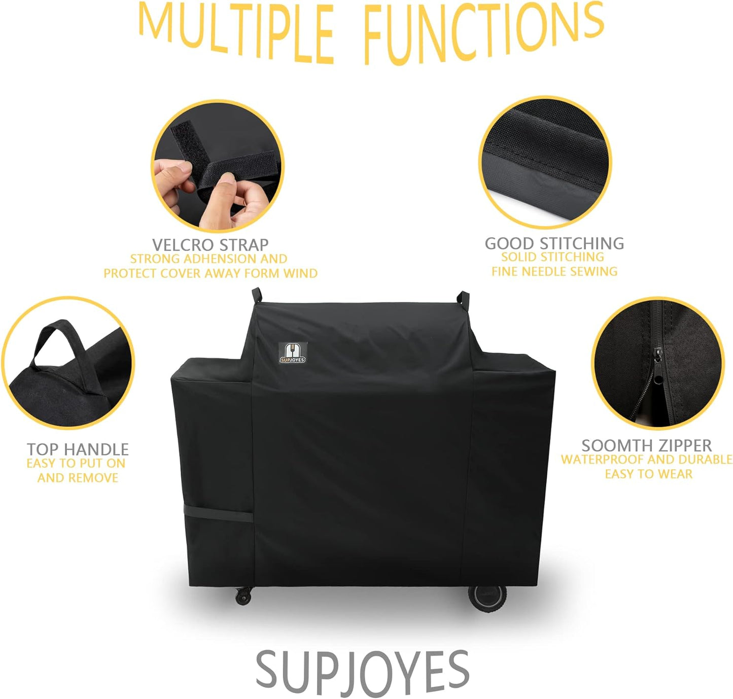 SUPJOYES Grill Cover for Traeger Ironwood 885 Wood Pellet Grill, Heavy Duty Waterproof Smoker BBQ Accessories, Full Length, Special Zipper Design