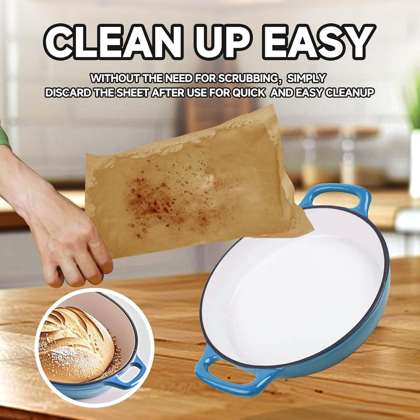 100Pcs Sourdough Parchment Paper for Dutch Oven, 15.75x11.81" Precut Brown Parchment Papers, Unbleached and Non-Stick Baking Paper Sheets, Dutch Oven Liners for Sourdough Bread