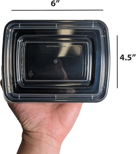 TIYA Food Containers - 12 oz Bulk 150 Pack with Lids - Rectangular Plastic To-Go Containers - Reusable, Microwavable, Dishwasher Safe - Leak-Proof for Meal Prep - BPA-Free