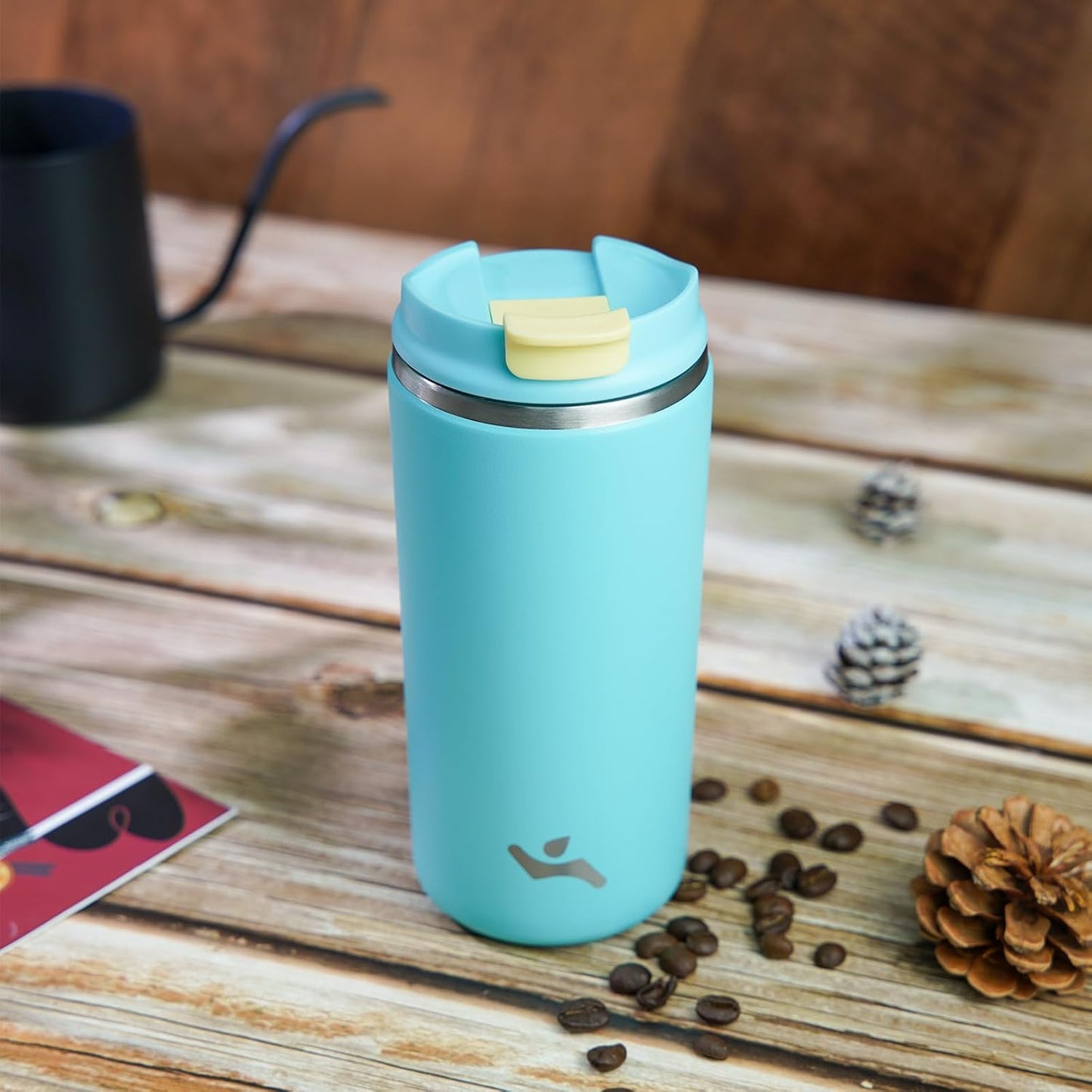 Tumbler with Lid, 16 oz Travel Coffee Mug Double Wall Vacuum Stainless Steel Thermal Metal Cup Insulated Water Bottle,Ice Blue