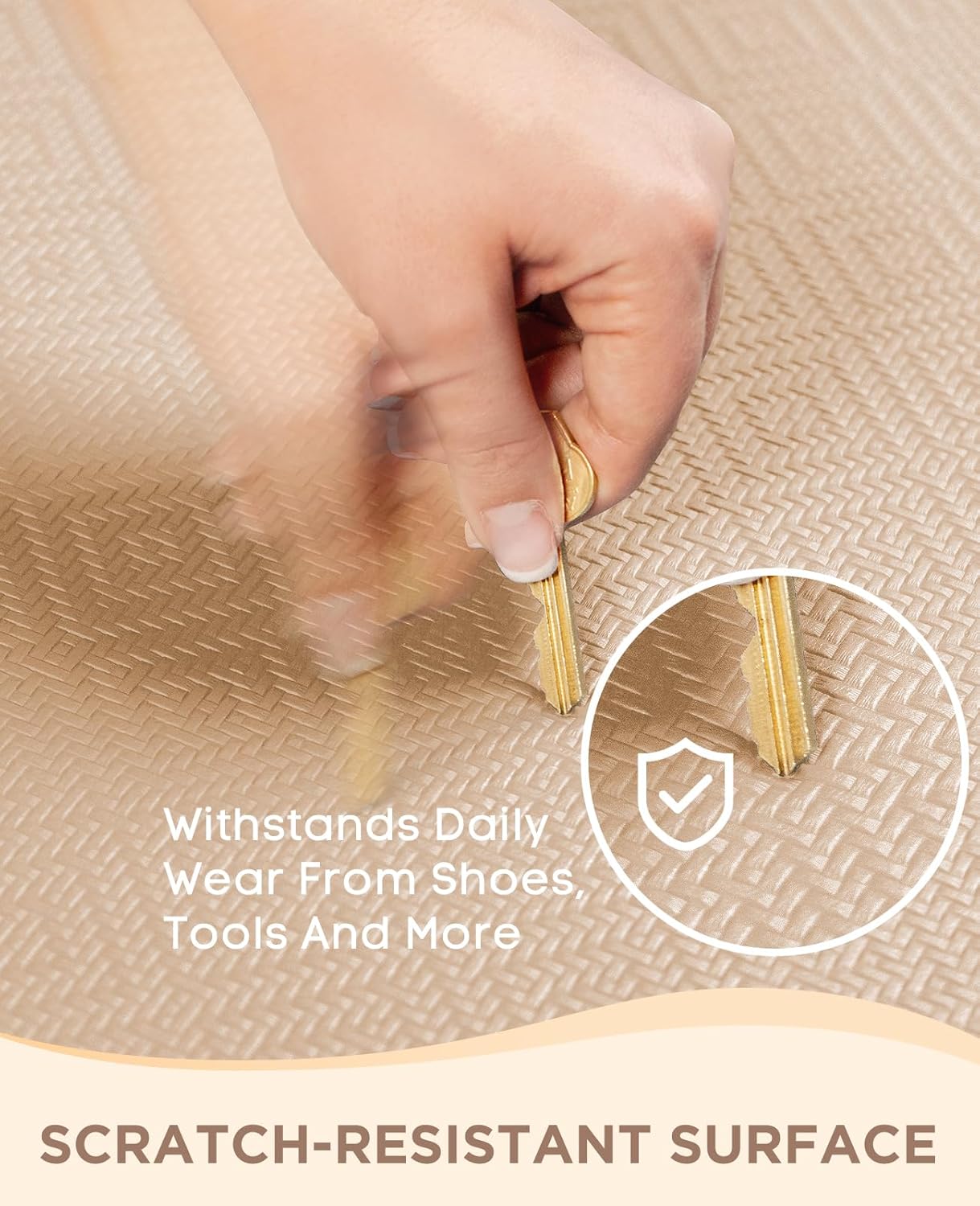 Ophanie Kitchen Mats for Floor, 3/4 Inch Thick Kitchen Rugs, 20'' x 60'' Anti Fatigue Standing Cushioned Mat, Waterproof,Comfort Ergonomic Mat for Office, Home, Sink, Beige Non-Slip Bottom